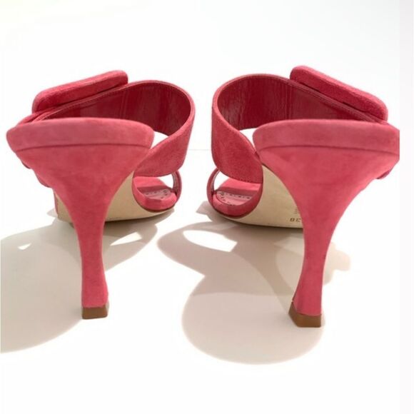 Manolo Blahnik Gable Suede Open Toe Buckle Mules in Dred Size 36 MSRP $845 - Picture 8 of 9